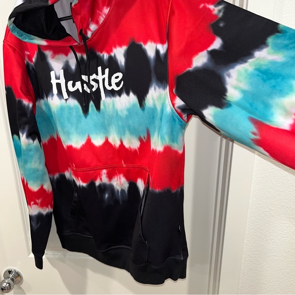 Encrypted Hustle pullover Hoodie multicolor unisex size XL logo front & sleeve - Picture 8 of 8